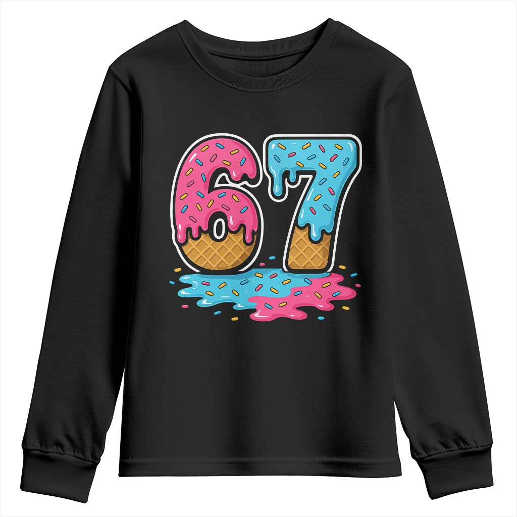 Funny 67 Ice Cream Drip Meme Six Seven Gen Alpha Slang Youth Sweatshirt TS11 Black Print Your Wear