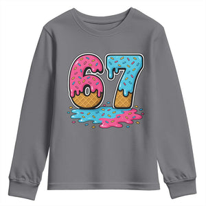 Funny 67 Ice Cream Drip Meme Six Seven Gen Alpha Slang Youth Sweatshirt TS11 Charcoal Print Your Wear