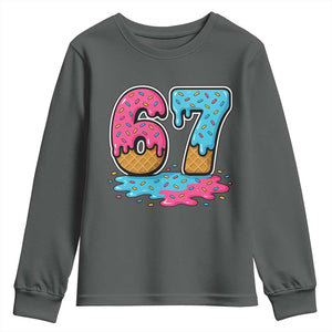 Funny 67 Ice Cream Drip Meme Six Seven Gen Alpha Slang Youth Sweatshirt TS11 Dark Heather Print Your Wear