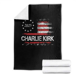 Charlie Kirk 2025 Throw Blanket Freedom Vintage American Flag TS11 Black Print Your Wear