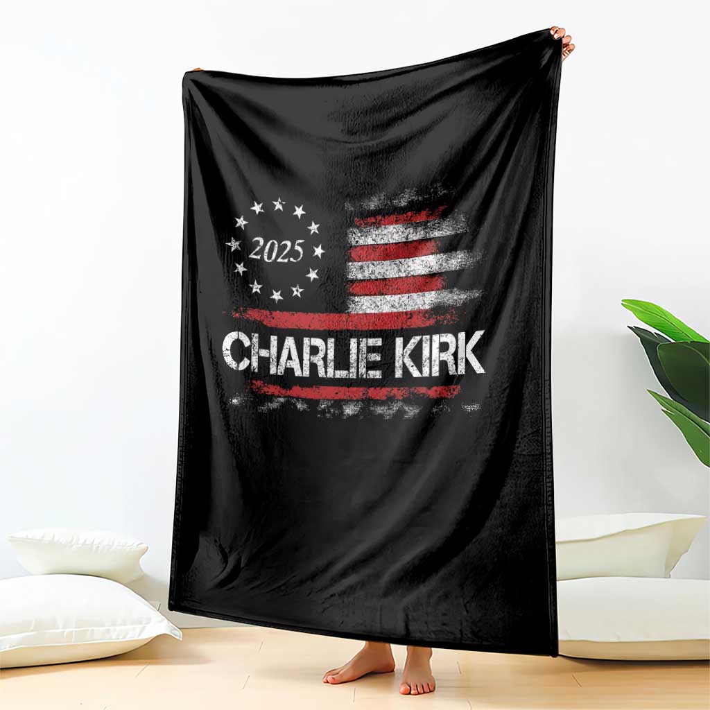 Charlie Kirk 2025 Throw Blanket Freedom Vintage American Flag TS11 Print Your Wear