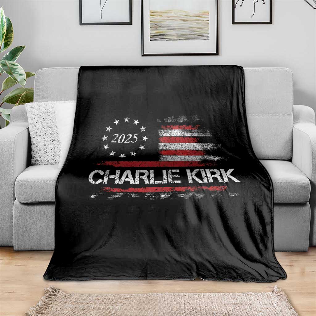 Charlie Kirk 2025 Throw Blanket Freedom Vintage American Flag TS11 Print Your Wear