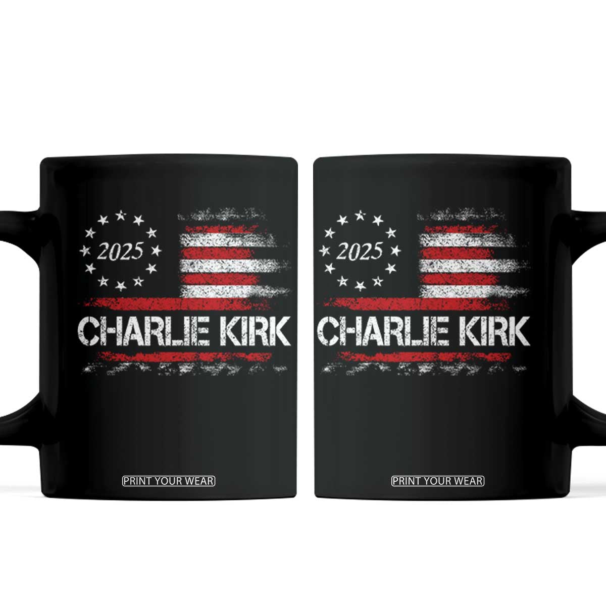 Charlie Kirk 2025 Coffee Mug Freedom Vintage American Flag TS11 Black Print Your Wear