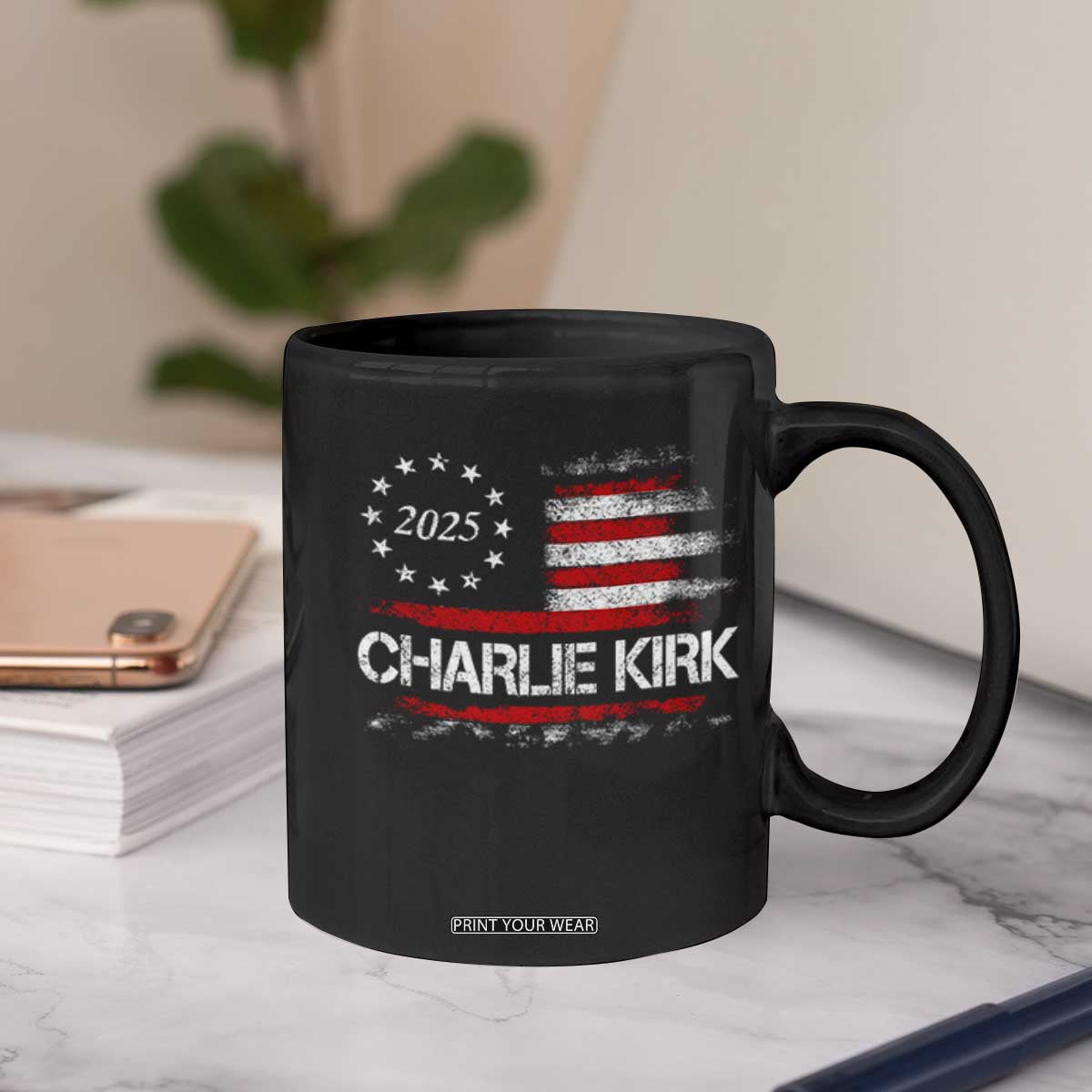 Charlie Kirk 2025 Coffee Mug Freedom Vintage American Flag TS11 Print Your Wear