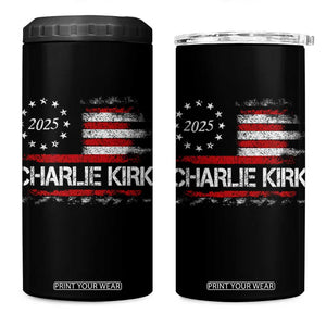 Charlie Kirk 2025 4 in 1 Can Cooler Tumbler Freedom Vintage American Flag TS11 One Size: 16 oz Black Print Your Wear