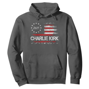 Charlie Kirk 2025 Hoodie Freedom Vintage American Flag TS11 Dark Heather Print Your Wear