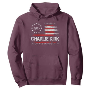 Charlie Kirk 2025 Hoodie Freedom Vintage American Flag TS11 Maroon Print Your Wear