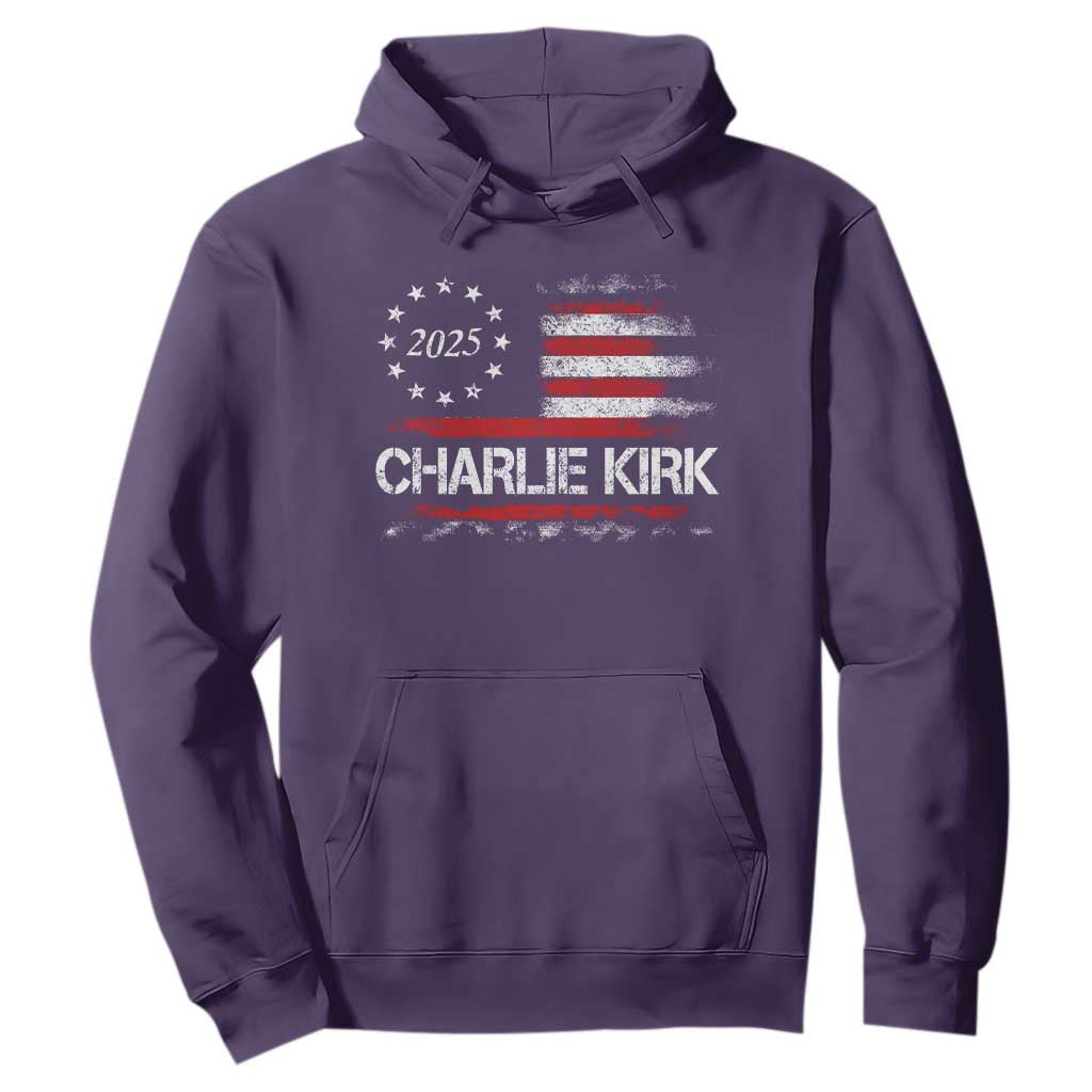 Charlie Kirk 2025 Hoodie Freedom Vintage American Flag TS11 Purple Print Your Wear