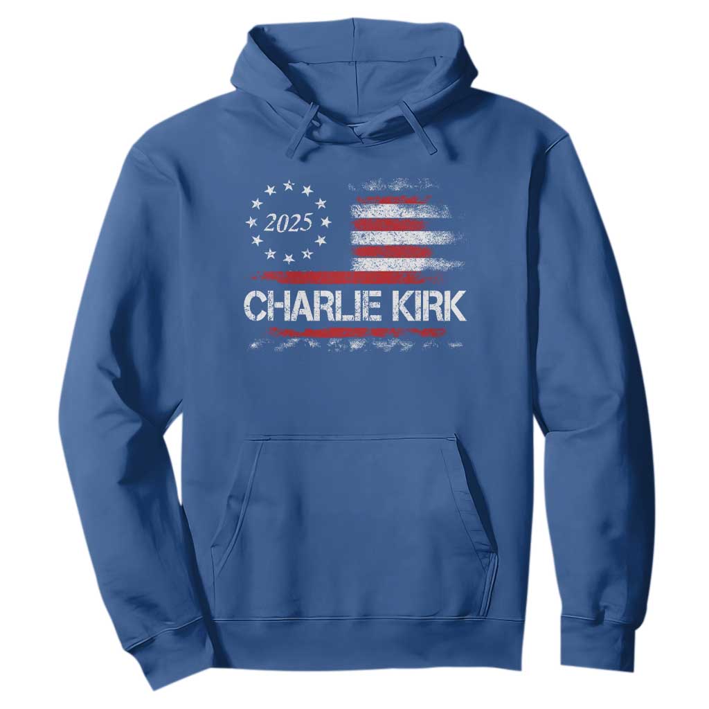 Charlie Kirk 2025 Hoodie Freedom Vintage American Flag TS11 Royal Blue Print Your Wear