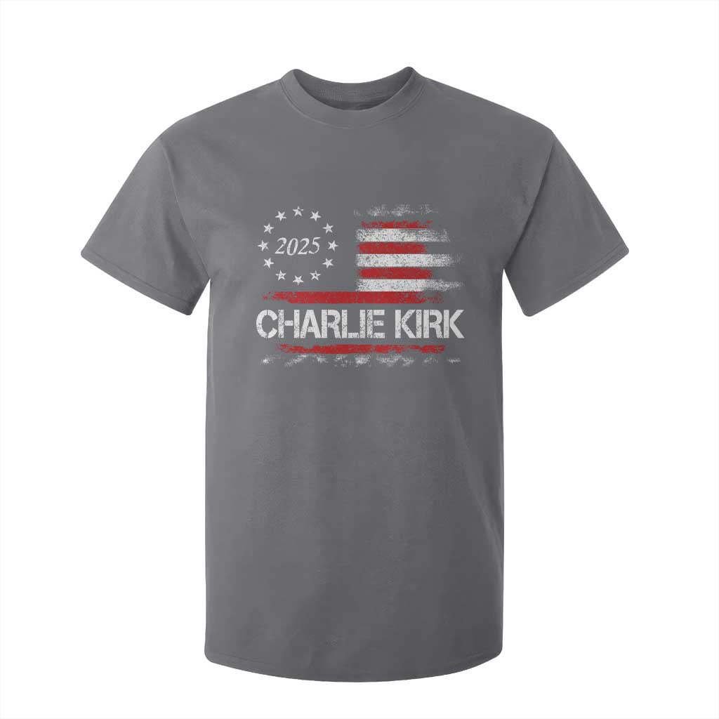 Charlie Kirk 2025 T Shirt For Kid Freedom Vintage American Flag TS11 Charcoal Print Your Wear