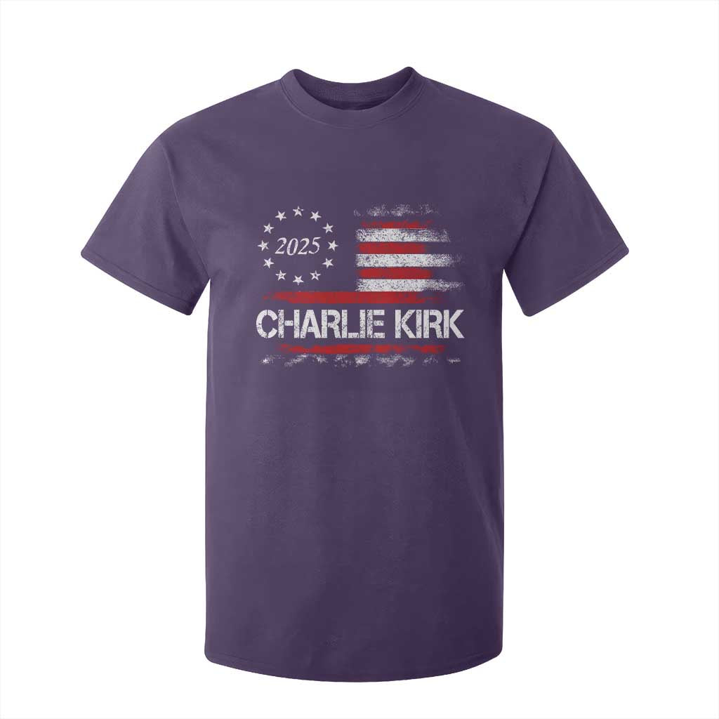 Charlie Kirk 2025 T Shirt For Kid Freedom Vintage American Flag TS11 Purple Print Your Wear
