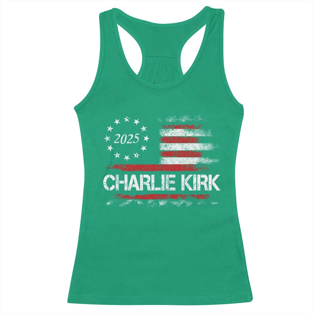 Charlie Kirk 2025 Racerback Tank Top Freedom Vintage American Flag TS11 Irish Green Print Your Wear