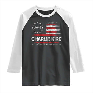Charlie Kirk 2025 Raglan Shirt Freedom Vintage American Flag TS11 Black White Print Your Wear