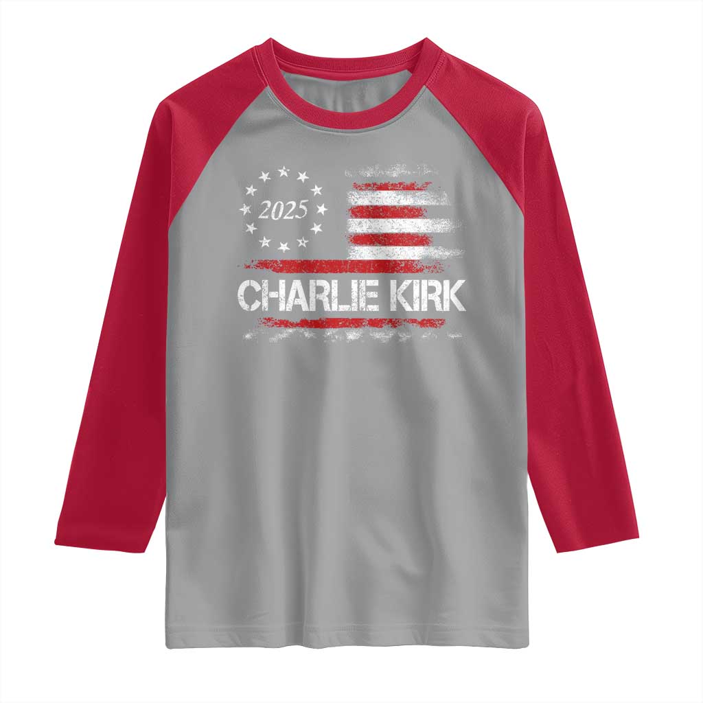Charlie Kirk 2025 Raglan Shirt Freedom Vintage American Flag TS11 Sport Gray Red Print Your Wear