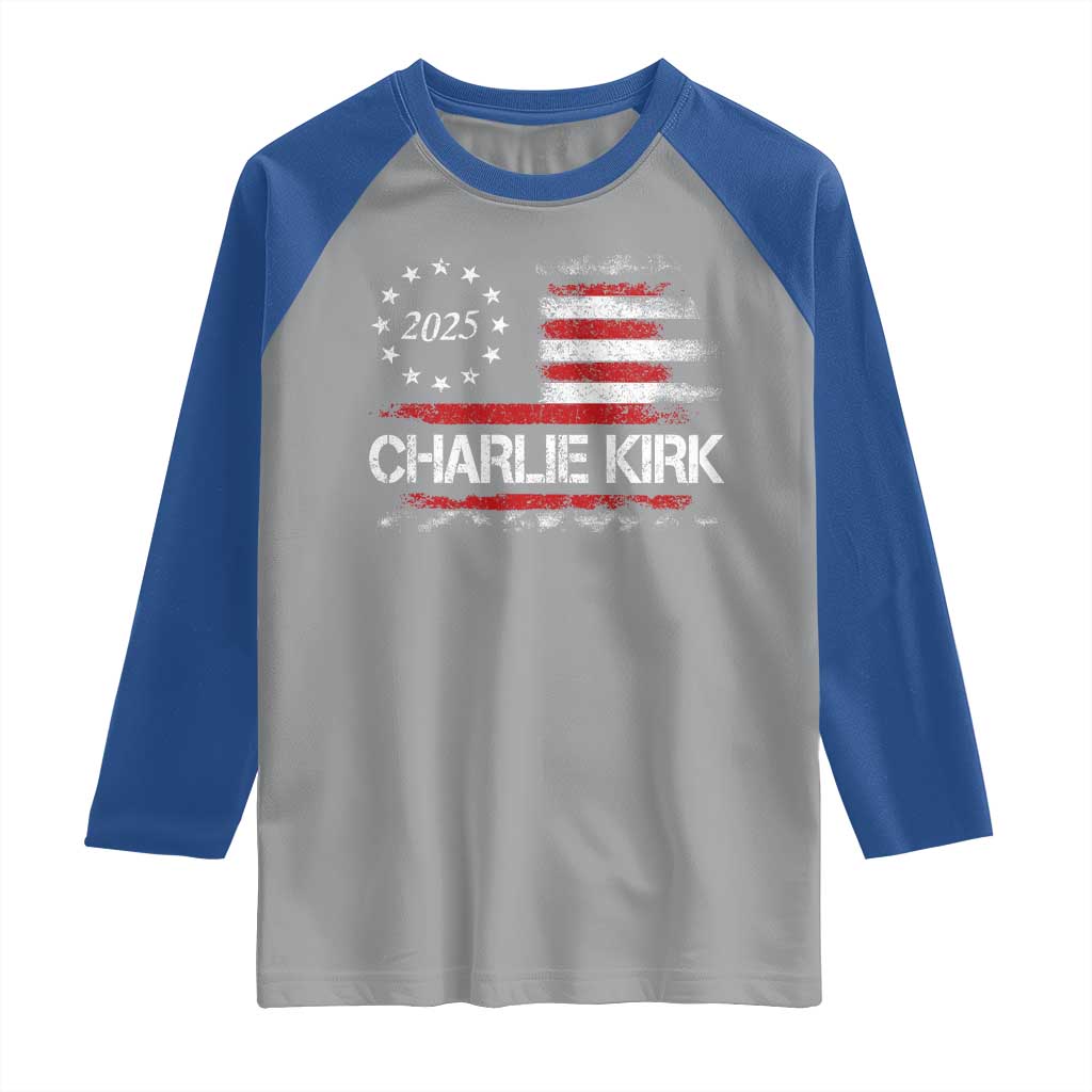 Charlie Kirk 2025 Raglan Shirt Freedom Vintage American Flag TS11 Sport Gray Royal Print Your Wear
