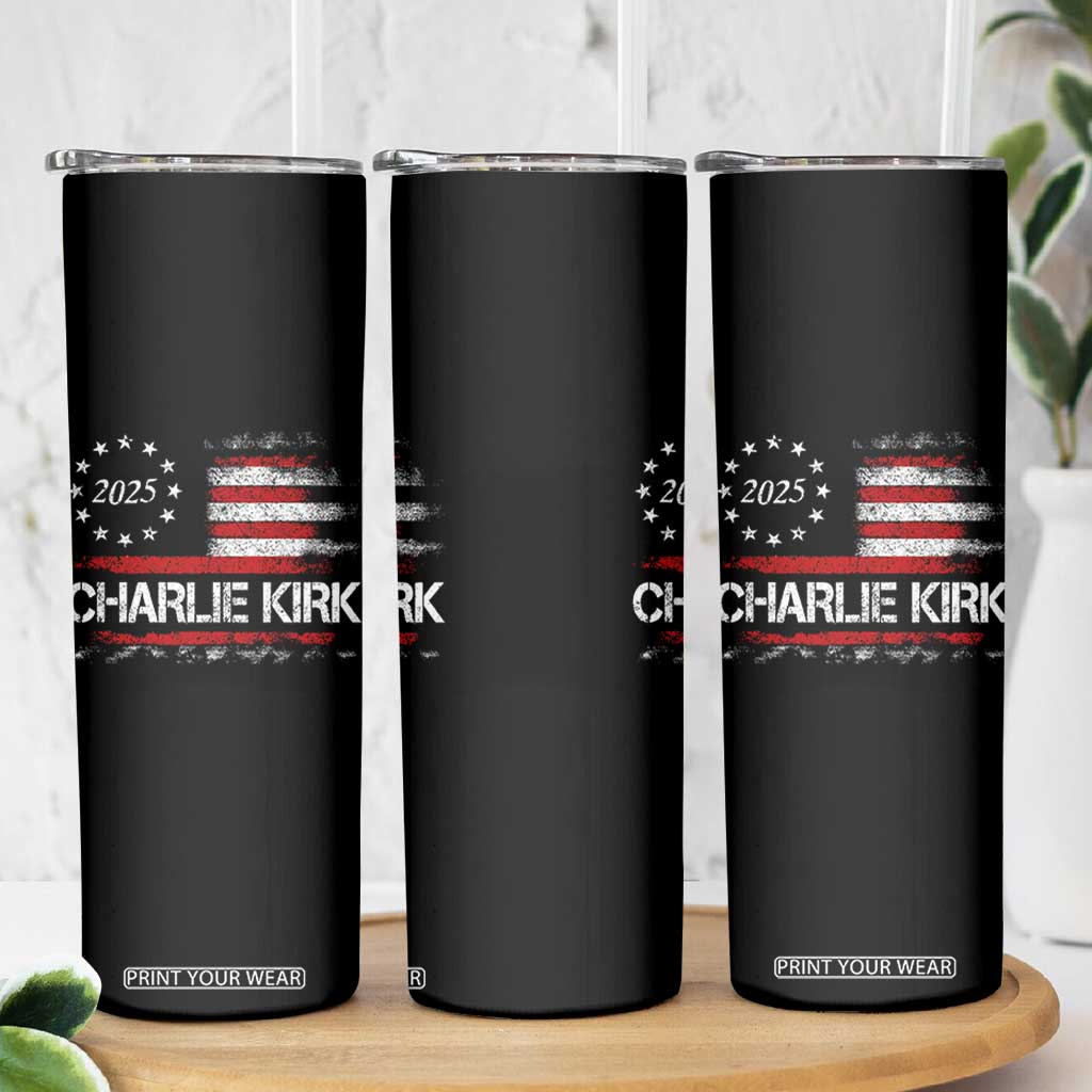 Charlie Kirk 2025 Skinny Tumbler Freedom Vintage American Flag TS11 Print Your Wear