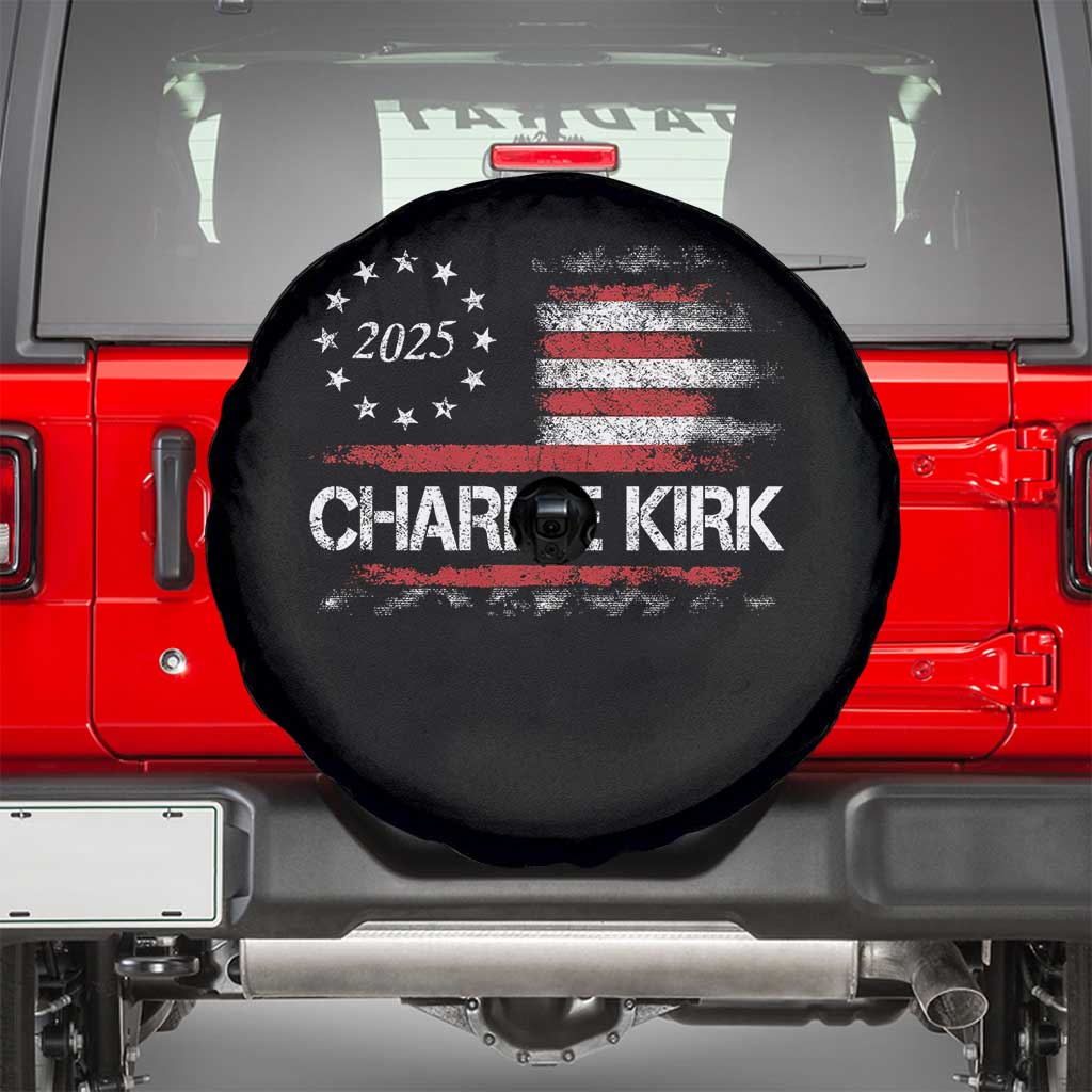 Charlie Kirk 2025 Spare Tire Cover Freedom Vintage American Flag TS11 Black Print Your Wear