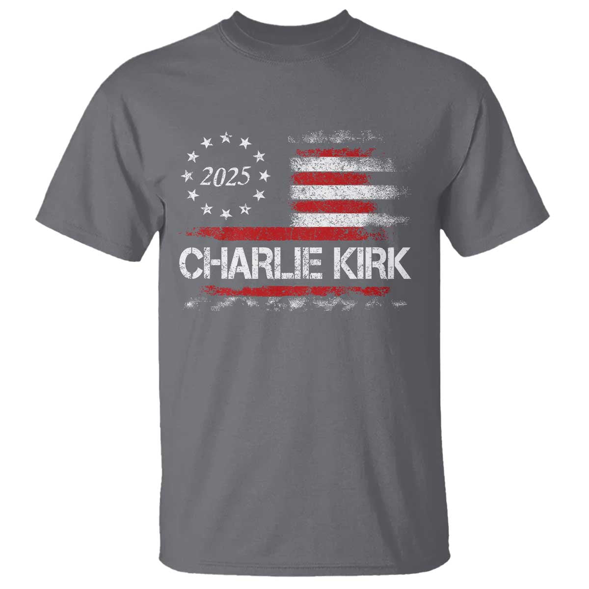 Charlie Kirk 2025 T Shirt Freedom Vintage American Flag TS11 Charcoal Print Your Wear