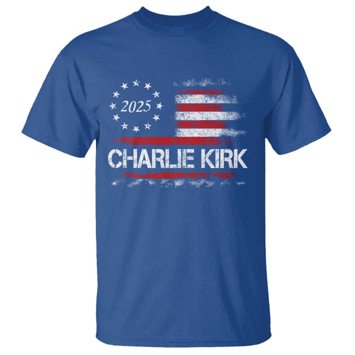 Charlie Kirk 2025 T Shirt Freedom Vintage American Flag TS11 Royal Blue Print Your Wear