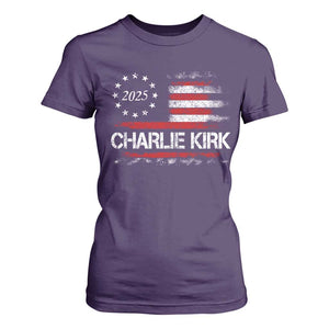 Charlie Kirk 2025 T Shirt For Women Freedom Vintage American Flag TS11 Purple Print Your Wear