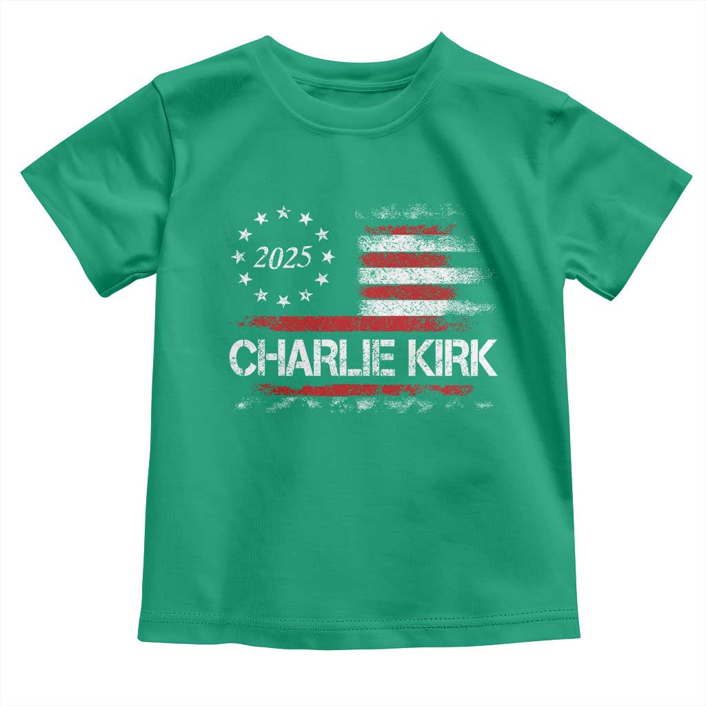 Charlie Kirk 2025 Toddler T Shirt Freedom Vintage American Flag TS11 Irish Green Print Your Wear