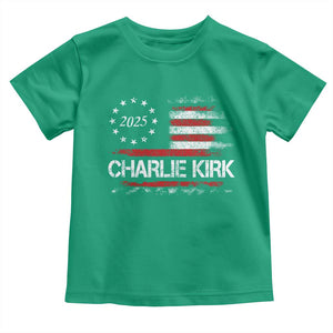 Charlie Kirk 2025 Toddler T Shirt Freedom Vintage American Flag TS11 Irish Green Print Your Wear