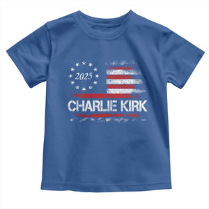 Charlie Kirk 2025 Toddler T Shirt Freedom Vintage American Flag TS11 Royal Blue Print Your Wear