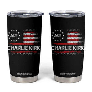 Charlie Kirk 2025 Tumbler Cup Freedom Vintage American Flag TS11 Black Print Your Wear