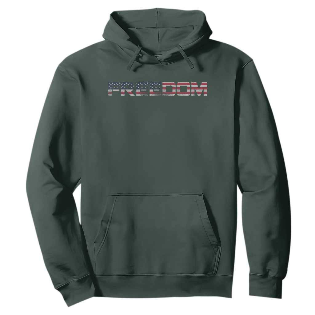 Freedom Patriotic Motivational Quote American Flag Hoodie TS11 Dark Forest Green Print Your Wear