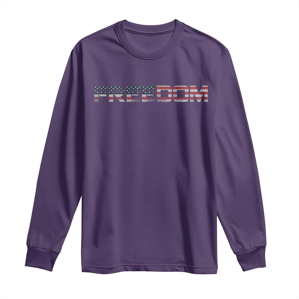 Freedom Patriotic Motivational Quote American Flag Long Sleeve Shirt TS11 Purple Print Your Wear