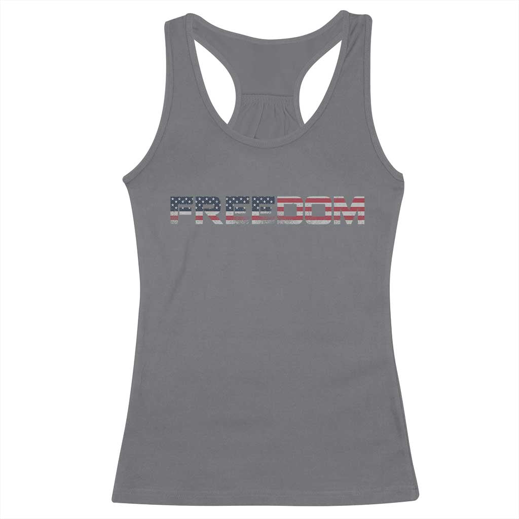 Freedom Patriotic Motivational Quote American Flag Racerback Tank Top TS11 Charcoal Print Your Wear