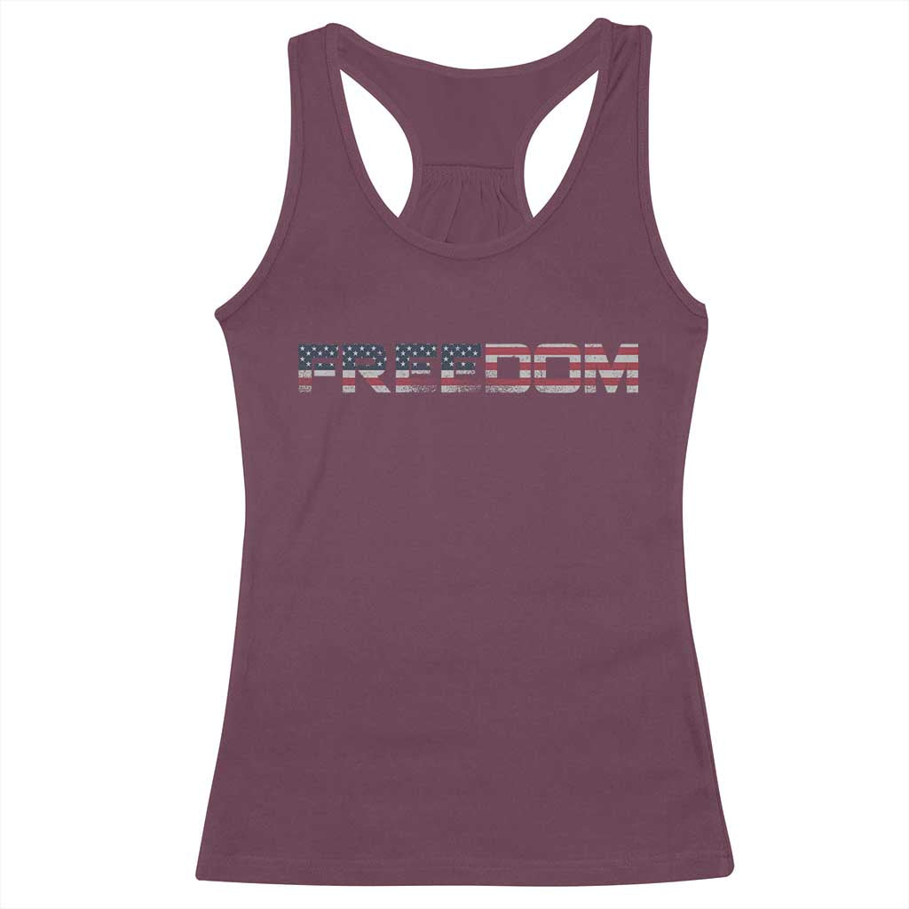 Freedom Patriotic Motivational Quote American Flag Racerback Tank Top TS11 Maroon Print Your Wear