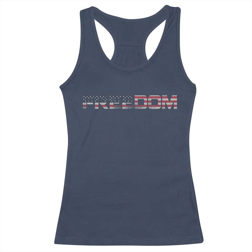 Freedom Patriotic Motivational Quote American Flag Racerback Tank Top TS11 Navy Print Your Wear