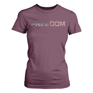 Freedom Patriotic Motivational Quote American Flag T Shirt For Women TS11 Maroon Print Your Wear