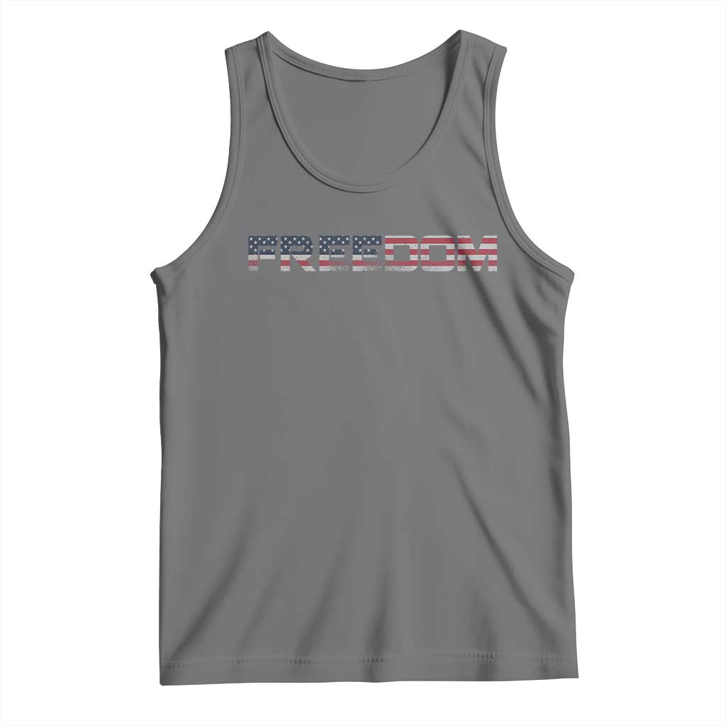 Freedom Patriotic Motivational Quote American Flag Tank Top TS11 Black Heather Print Your Wear