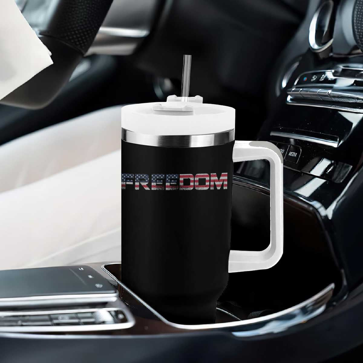 Freedom Patriotic Motivational Quote American Flag Tumbler With Handle TS11 Print Your Wear