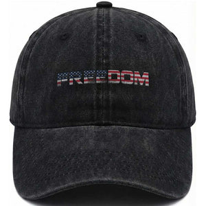 Freedom Patriotic Motivational Quote American Flag Washed Cotton Baseball Cap TS11 Print Your Wear