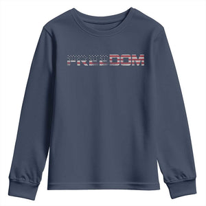Freedom Patriotic Motivational Quote American Flag Youth Sweatshirt TS11 Navy Print Your Wear