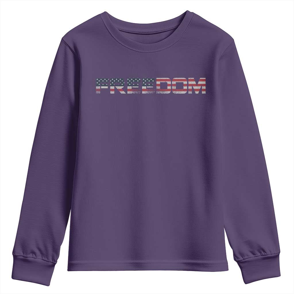 Freedom Patriotic Motivational Quote American Flag Youth Sweatshirt TS11 Purple Print Your Wear