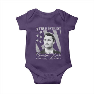 A True Patriot Charlie Kirk Baby Onesie Vintage American Flag TS11 Purple Print Your Wear