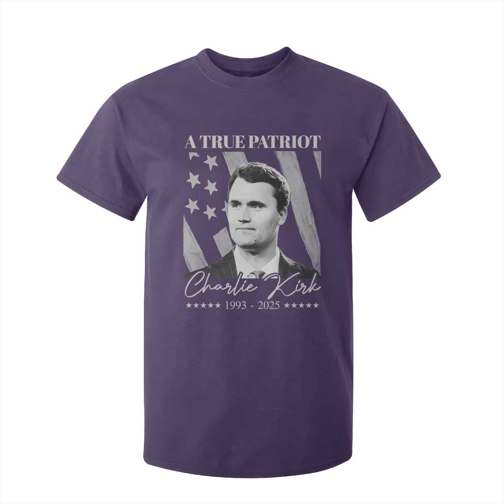 A True Patriot Charlie Kirk T Shirt For Kid Vintage American Flag TS11 Purple Print Your Wear