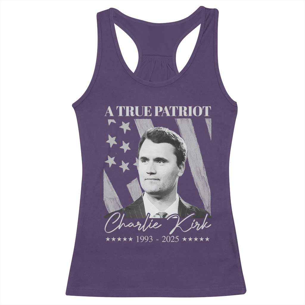 A True Patriot Charlie Kirk Racerback Tank Top Vintage American Flag TS11 Purple Print Your Wear