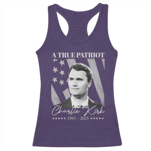 A True Patriot Charlie Kirk Racerback Tank Top Vintage American Flag TS11 Purple Print Your Wear