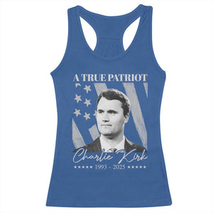 A True Patriot Charlie Kirk Racerback Tank Top Vintage American Flag TS11 Royal Blue Print Your Wear
