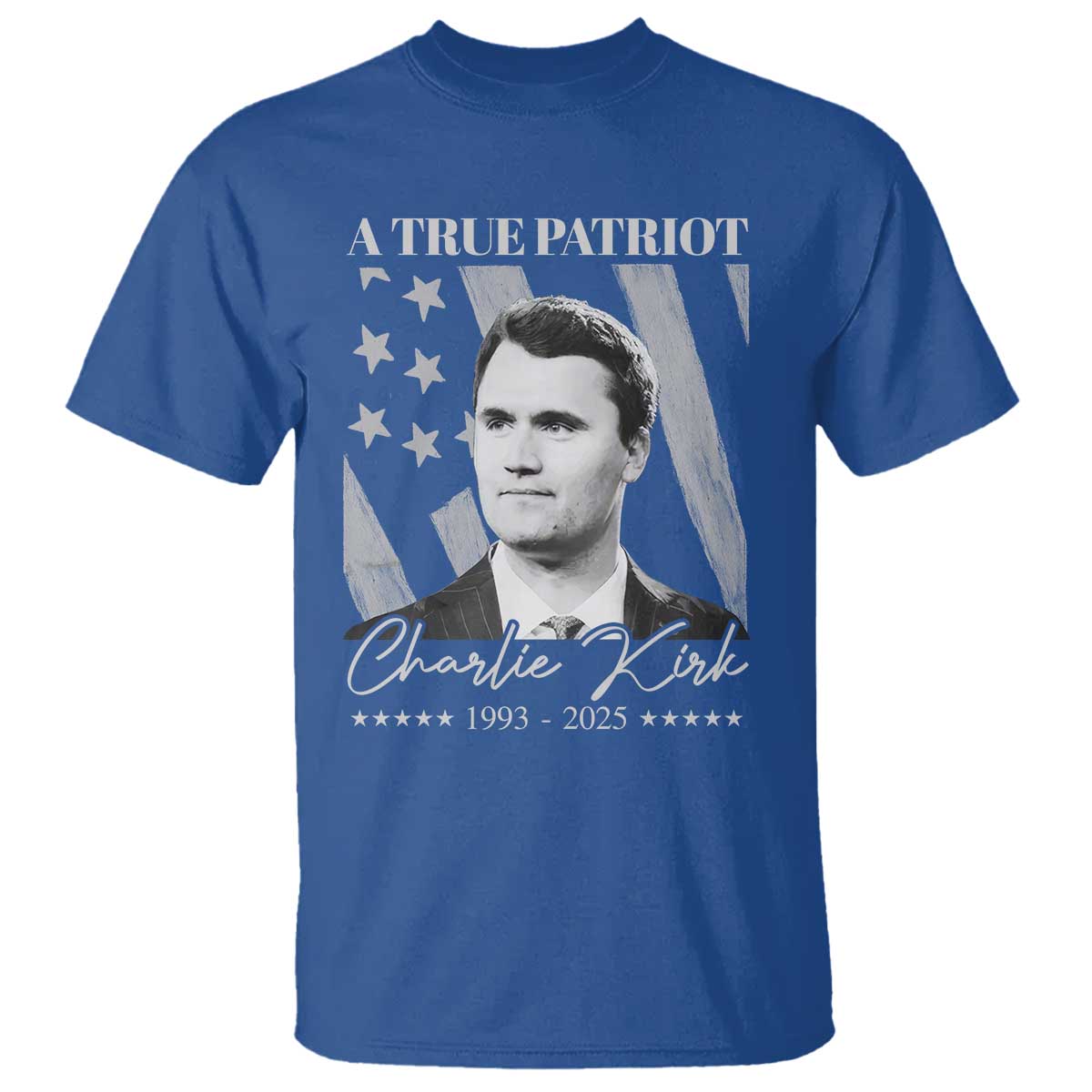 A True Patriot Charlie Kirk T Shirt Vintage American Flag TS11 Royal Blue Print Your Wear