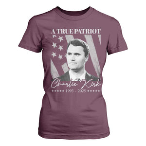 A True Patriot Charlie Kirk T Shirt For Women Vintage American Flag TS11 Maroon Print Your Wear