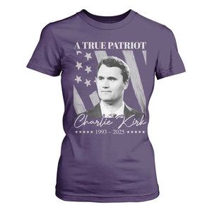 A True Patriot Charlie Kirk T Shirt For Women Vintage American Flag TS11 Purple Print Your Wear
