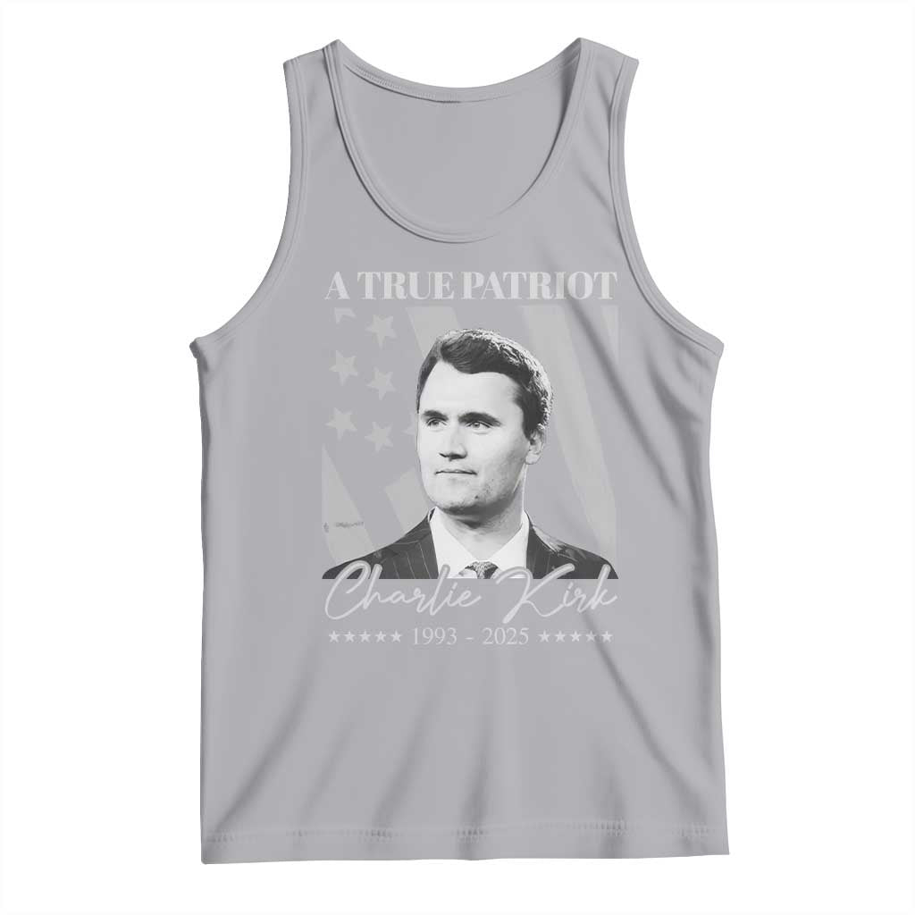 A True Patriot Charlie Kirk Tank Top Vintage American Flag TS11 Athletic Heather Print Your Wear