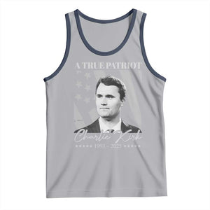 A True Patriot Charlie Kirk Tank Top Vintage American Flag TS11 Athletic Heather Navy Print Your Wear