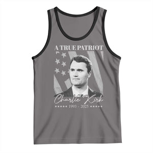 A True Patriot Charlie Kirk Tank Top Vintage American Flag TS11 Deep Heather Black Print Your Wear
